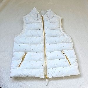 GYMBOREE | White Zippered Puffer Vest Gold Valentine's Hearts, NWOT!
